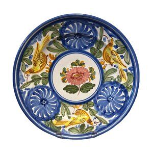19th Century Antique Hand Painted Manises Majolica Bird Plate - Spain